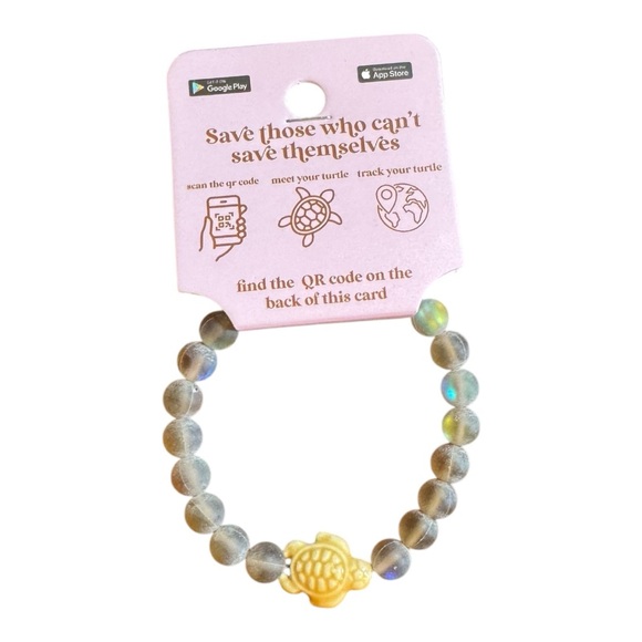 Simply Southern Translucent Mocha Brown Beads Tan Sea Turtle Tracker Bracelet - Picture 1 of 3